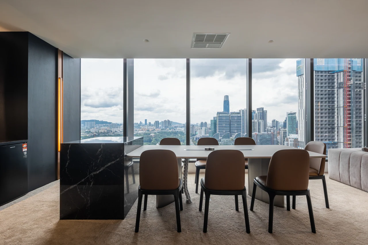 Private dining table overlooking the Kuala Lumpur skyline